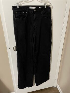 American Tall Black High Rise Wide Leg Jeans Size 34 x 37
